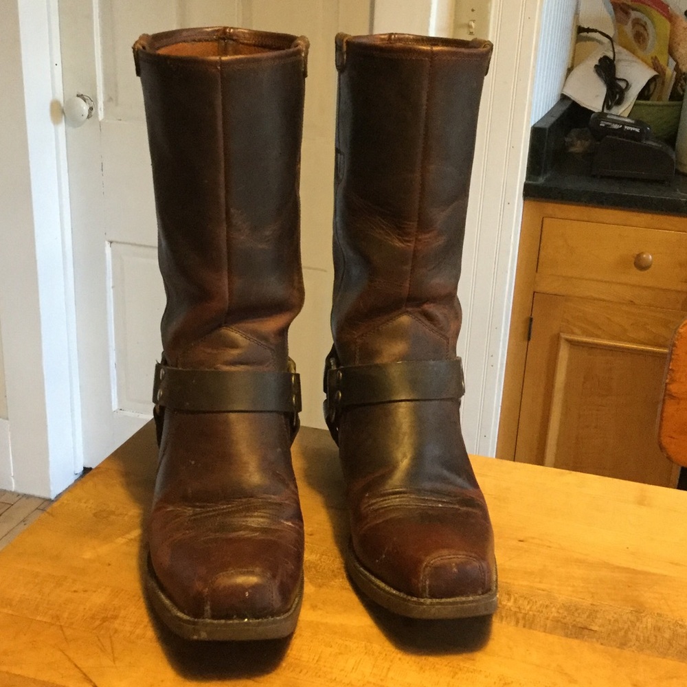 Ariat brown distressed leather biker boots women 9
