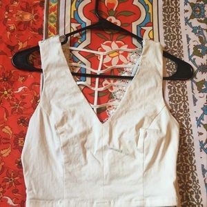 White Lace Back Crop Top