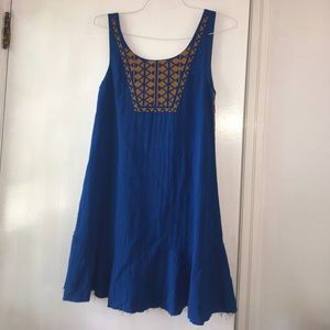 Blue Dress with Gold Embroidery