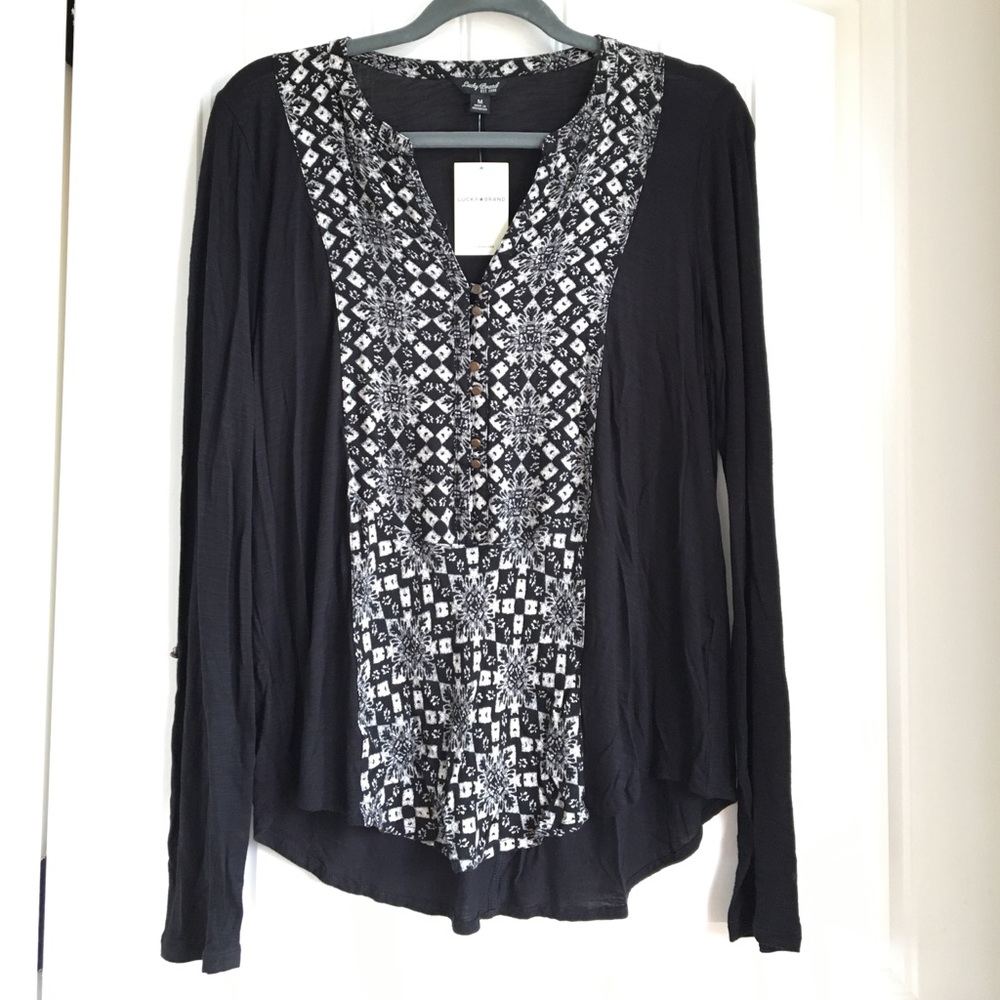 NEW!  Lucky Brand Cotton Batik-Print Shirt