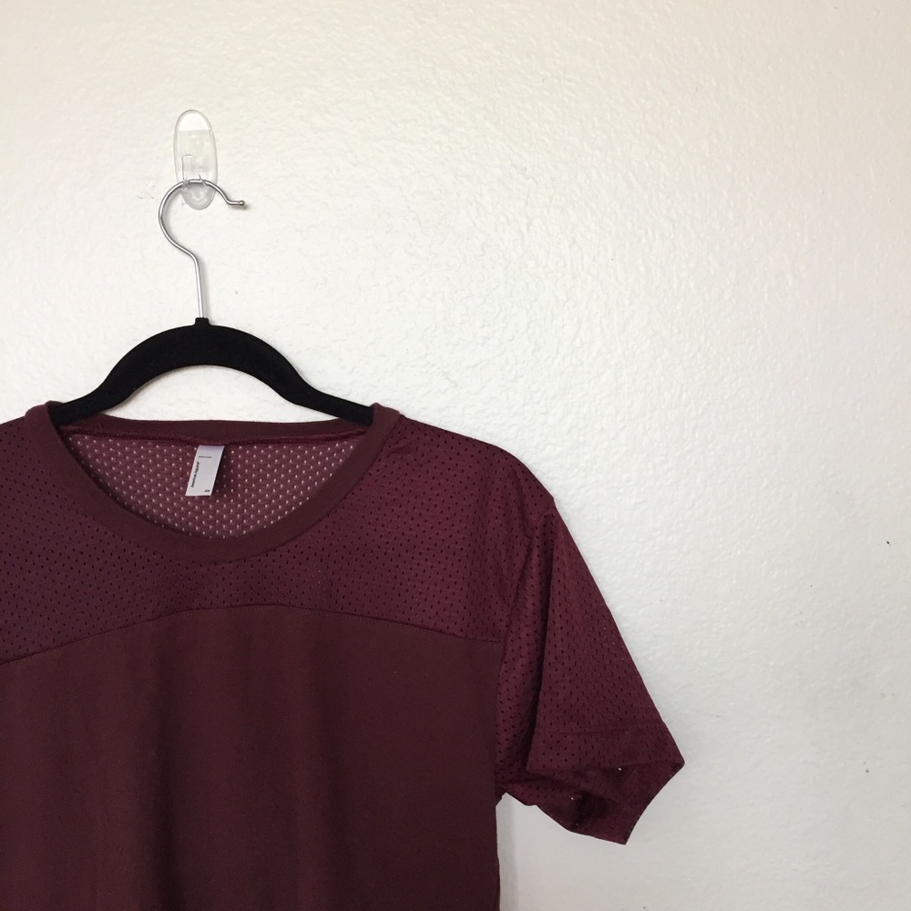 SOLD//American apparel maroon tshirt with mesh