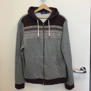 Topman gray and burgundy hooded sweatshirt