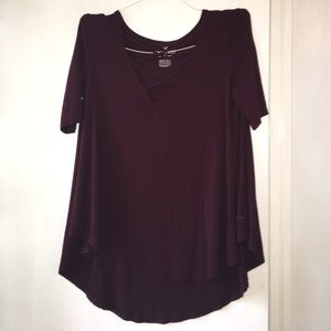 American Eagle Criss Cross Shirt - Maroon