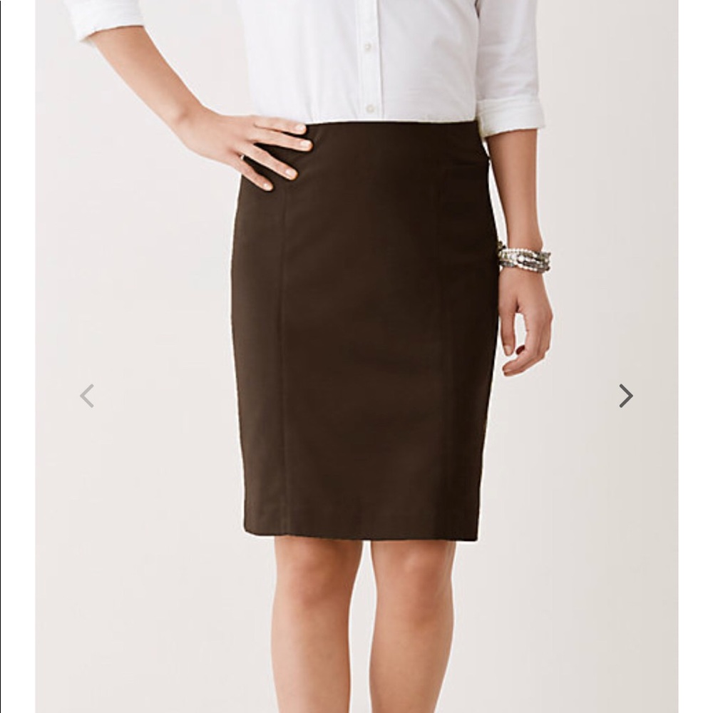 J Jill Ponte Knit Pencil Skirt. Dark Brown.
