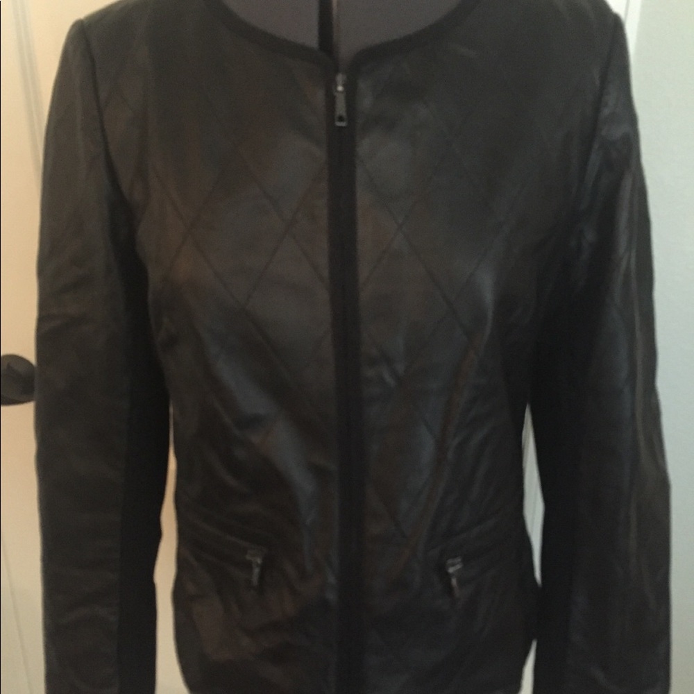 Black lafayette 148 New York leather jacket size 8
