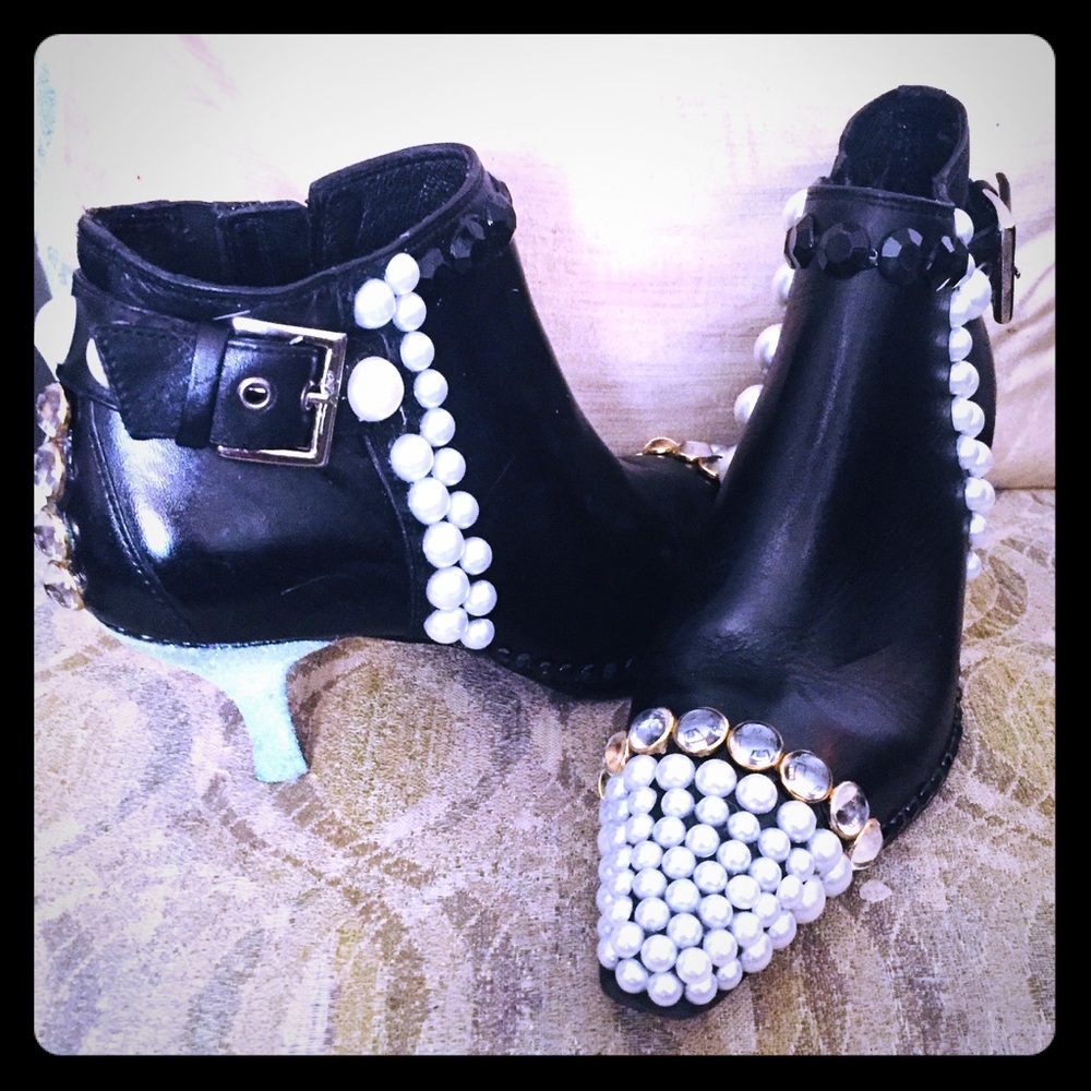Blinged heeled booties