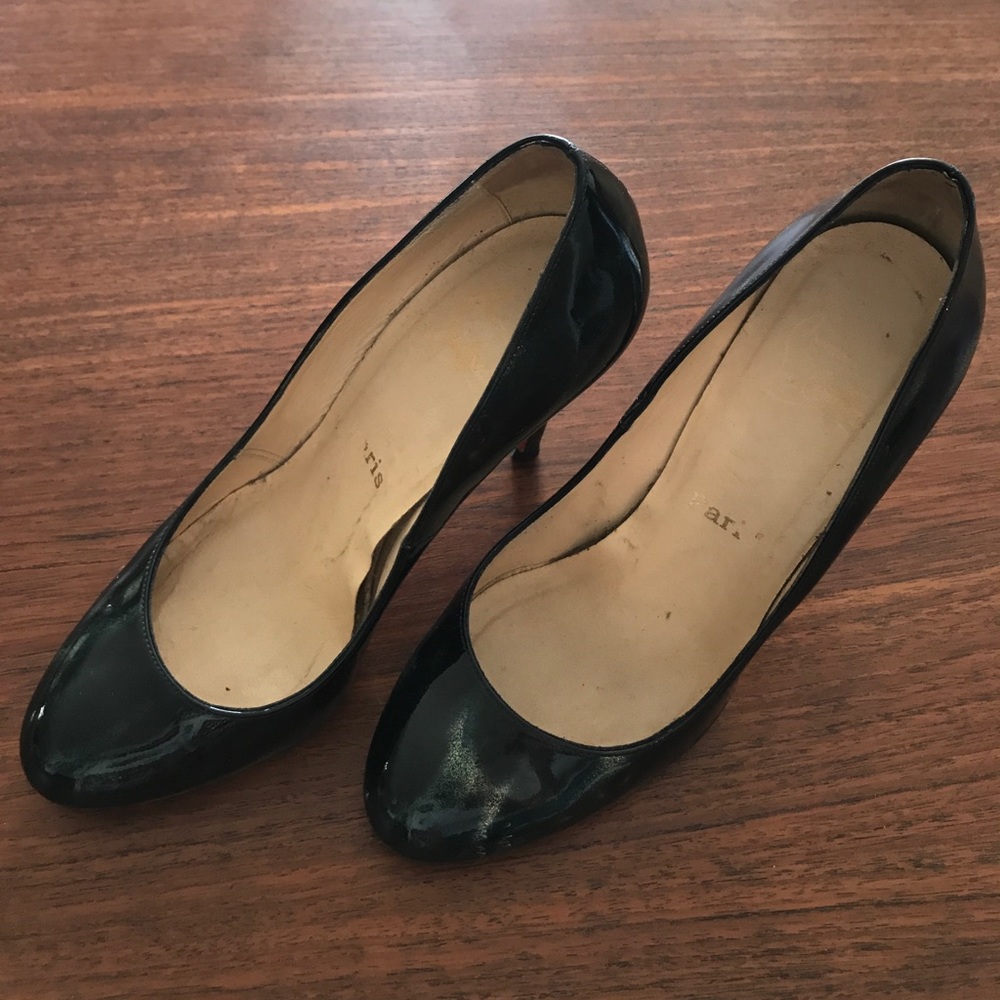 Christian Louboutin Navy Metallic Pumps, Size 37.5