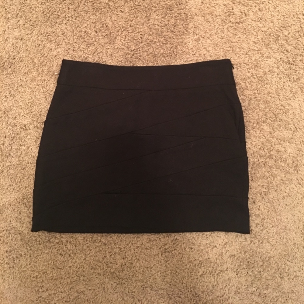 Short Black Skirt with Criss Cross Lines