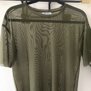 Zara Olive Green Mesh Shirt