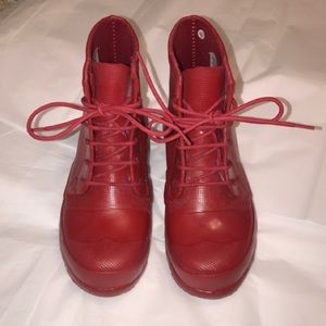 Red Hunter Lace Up Short Boots