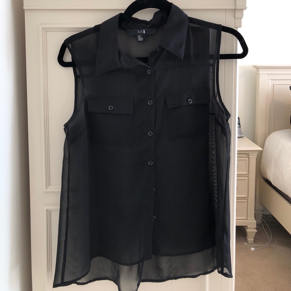 Forever 21 Black Tank Button Down
