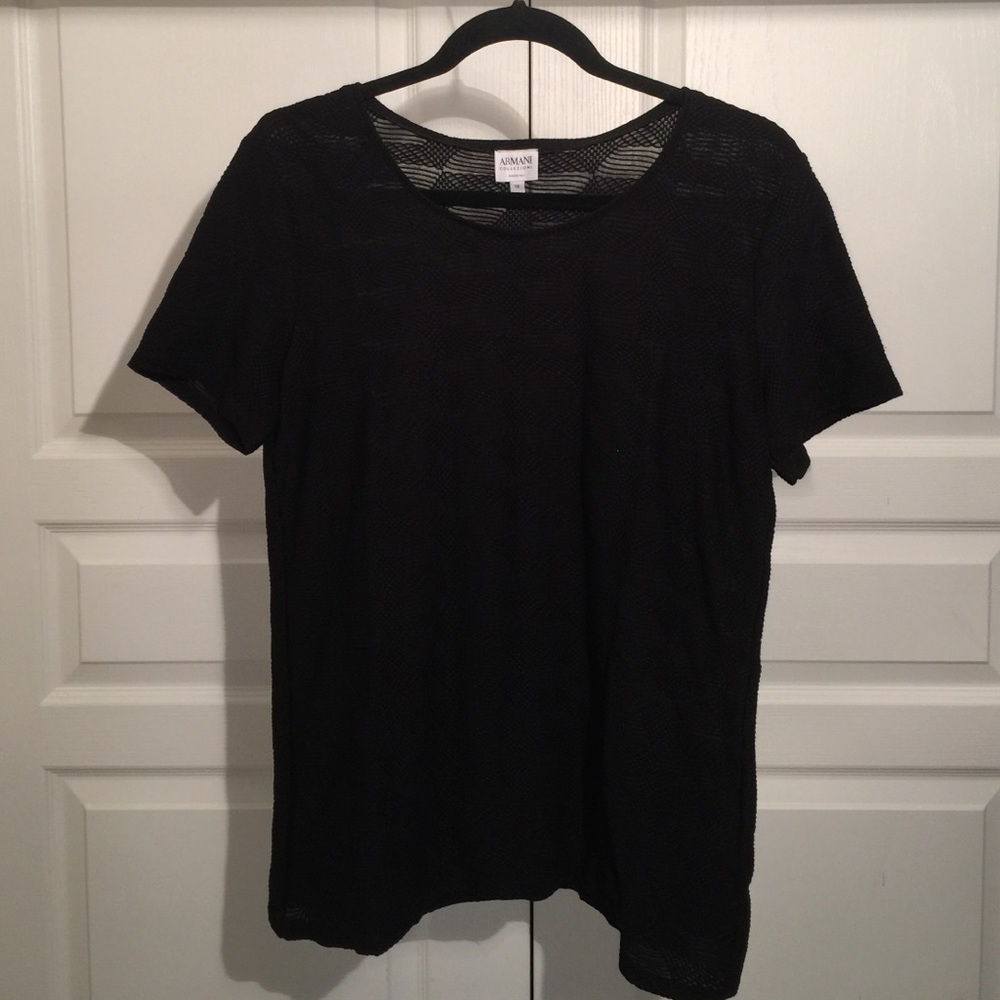 Armani Collezioni Black Jacquard Short Sleeve Top
