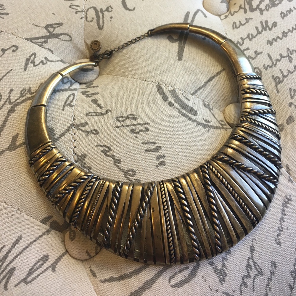 Stunning Statement Brass Golden Choker Necklace