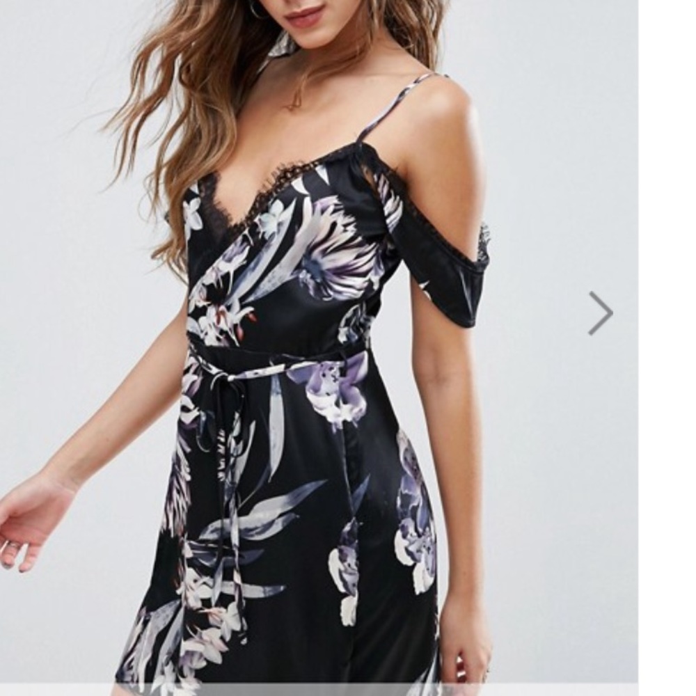 Never worn Missguided floral off shoulder dress