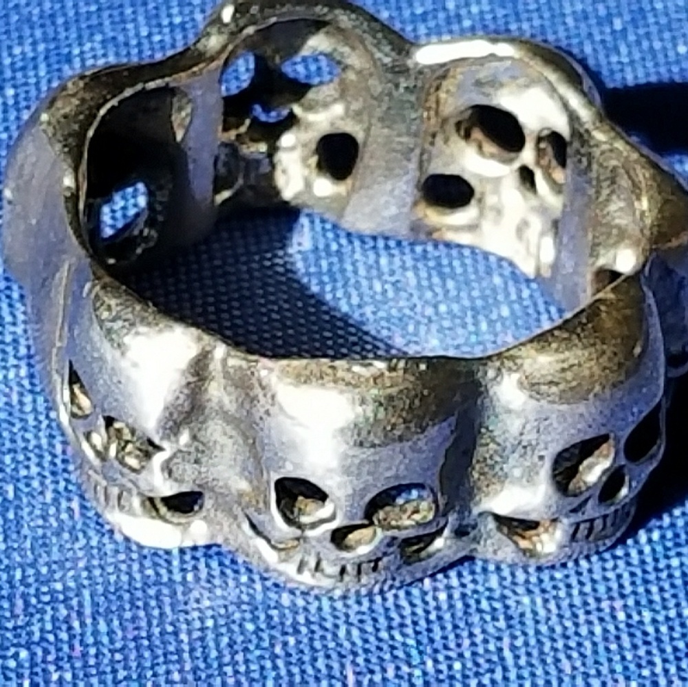 Sterling Silver Ring of Skulls