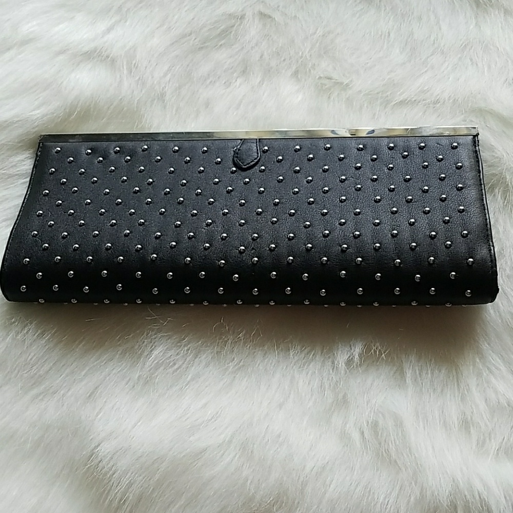 Vegan leather studded clutch