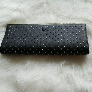 Vegan leather studded clutch