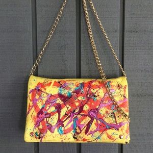 H&M yellow painted purse, gold chain H&M yellow painted purse, gold chain