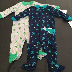 Two “just one you” Carters onsies w/feet- 6 months