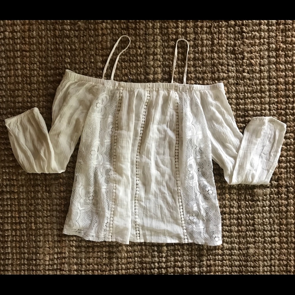 Long Sleeve Lace Off Shoulder Top