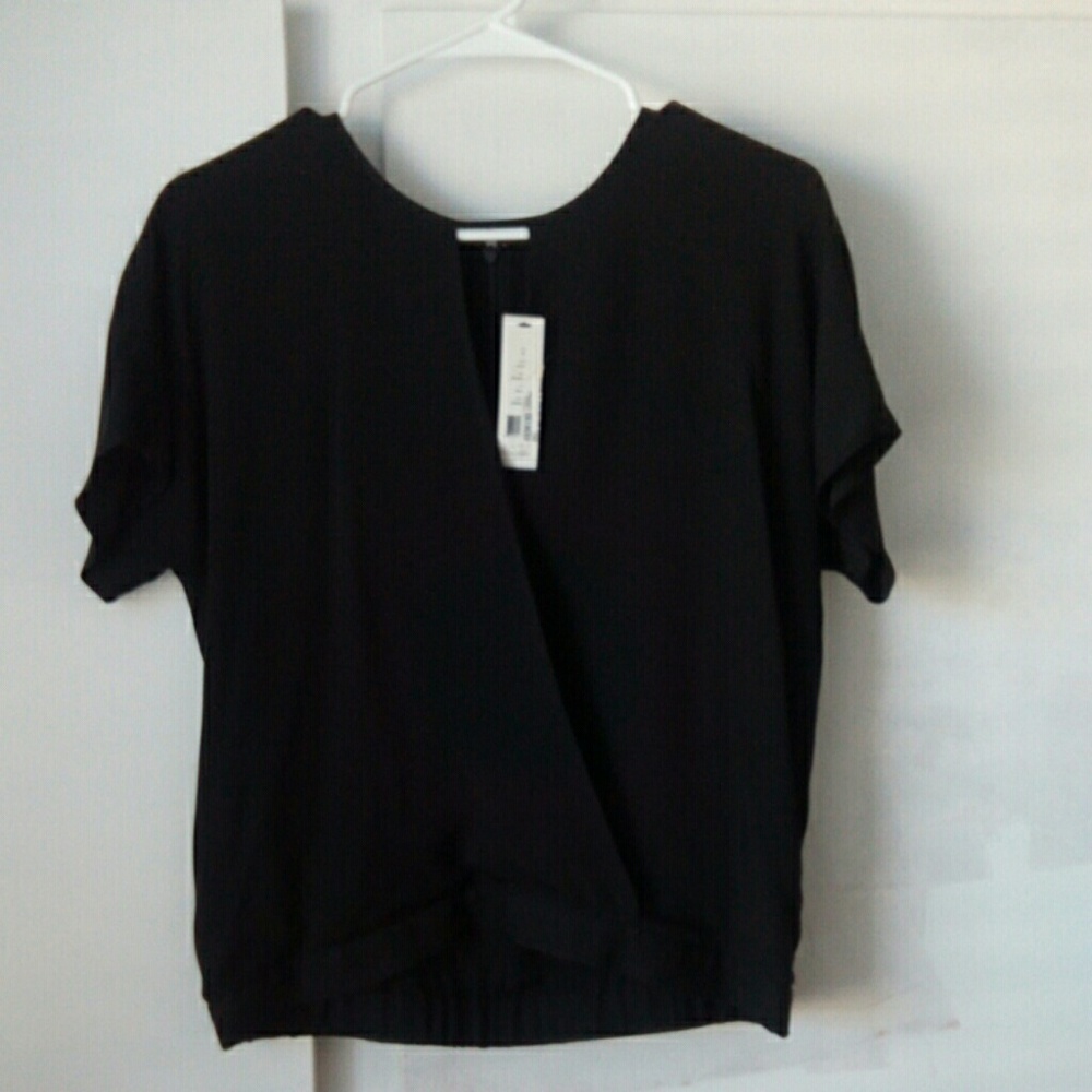 Theory small Blaire silk blouse top black