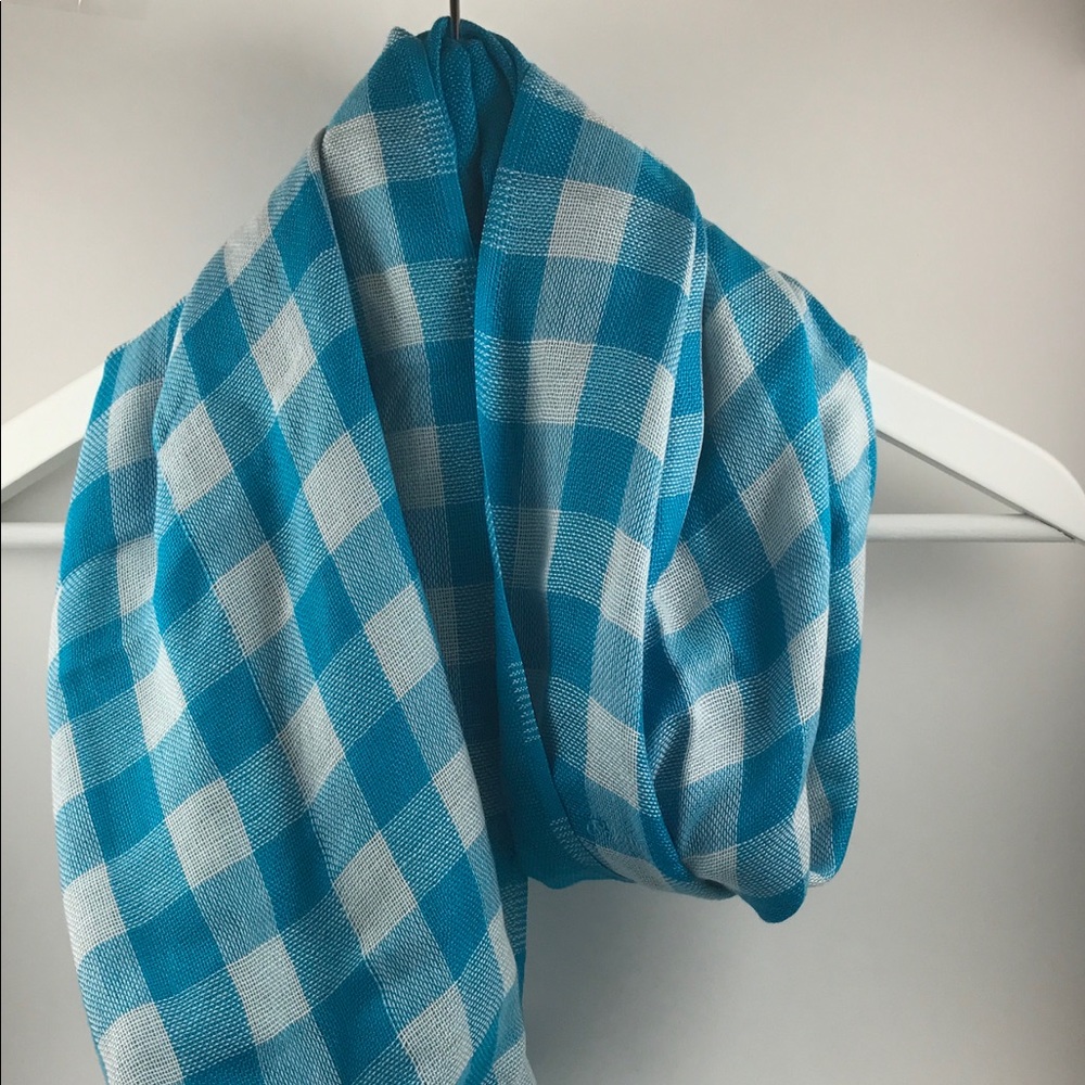 Blue and White Plaid Scarf