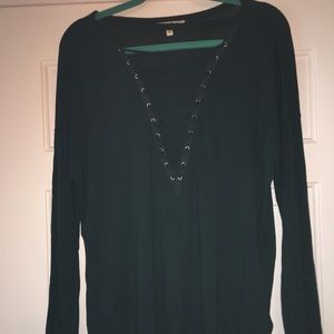 Express Long Sleeve Lace Up Top