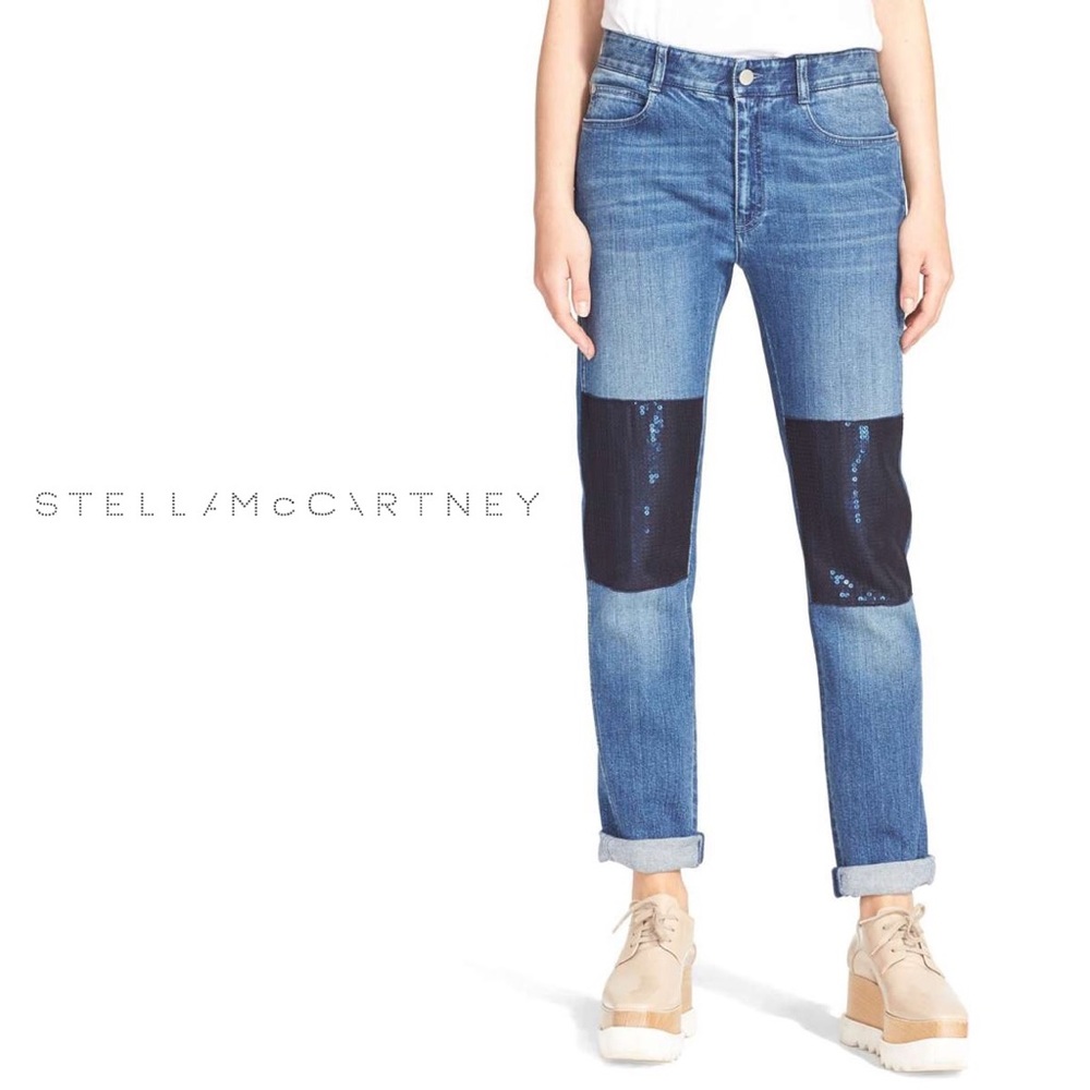 'The Skinny' Sequin Patch Boyfriend Jeans