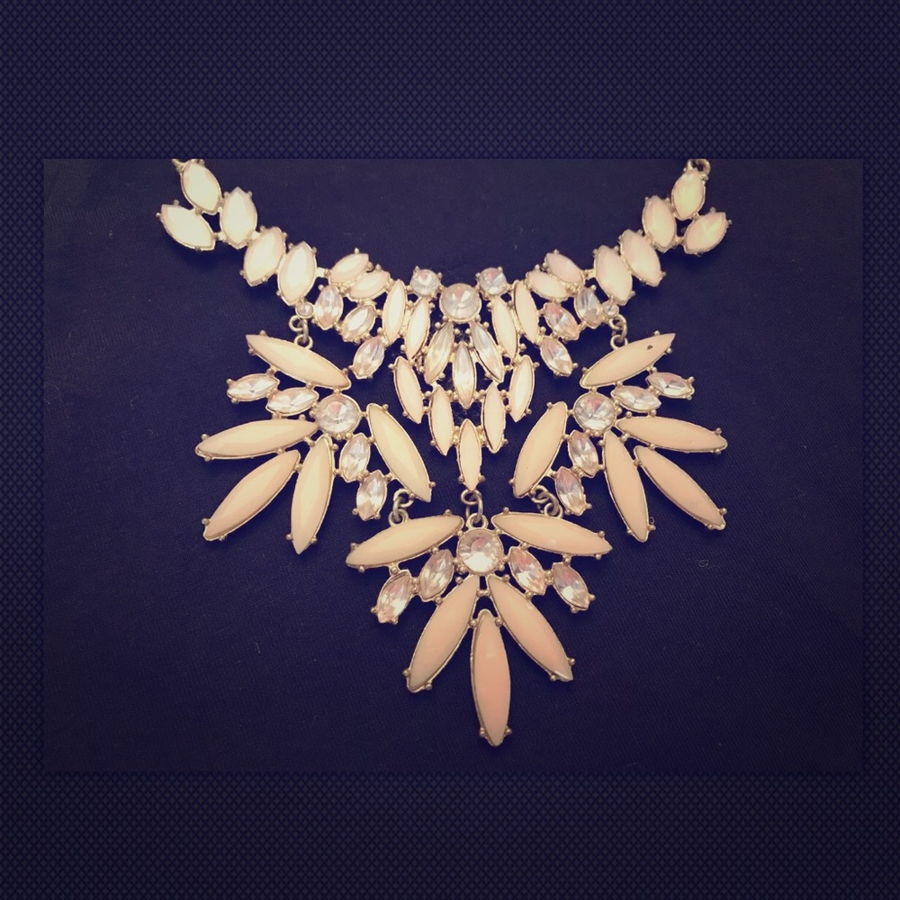 Pink And Gold Gemstone Necklace Statement Large