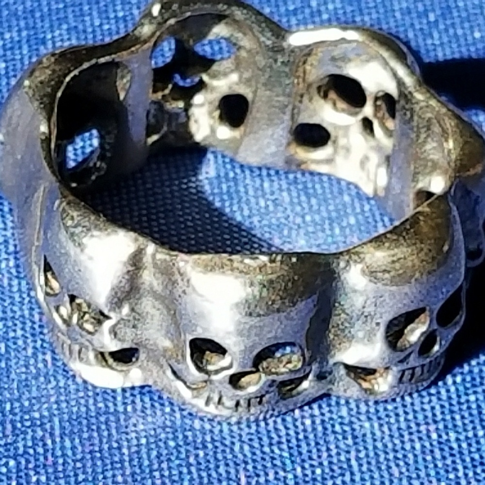 Sterling Silver Ring of Skulls