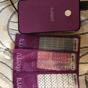 Jamberry mini heater and 3 different nail wraps