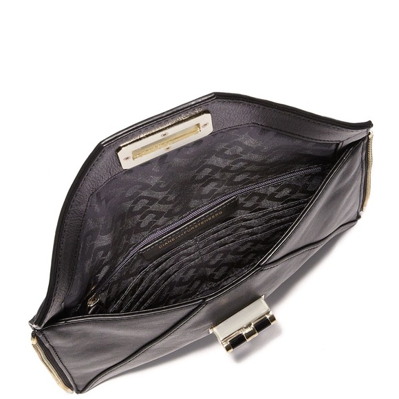 DVF 440 Agent Mila Studded Leather Zip-on Clutch