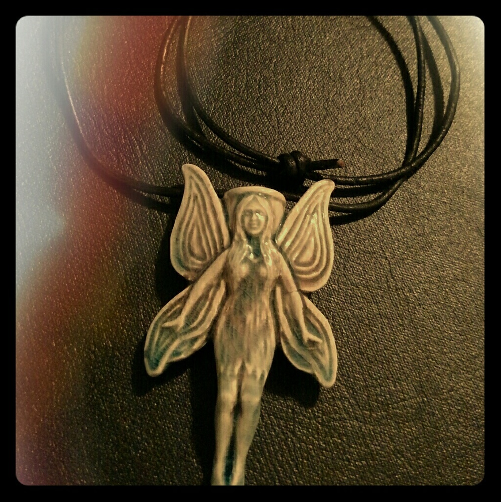 Handmade Black Adjustable Rope Faiery Necklace