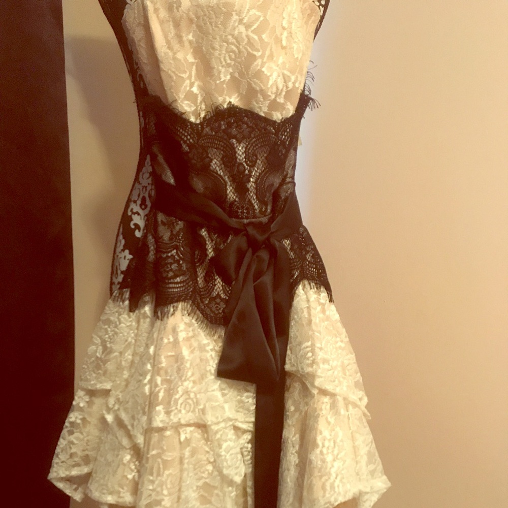 Strapless vintage look lace dress