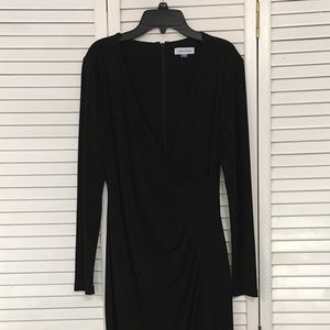 Calvin Klein Long Sleeve V-Neck Black Dress sz 10