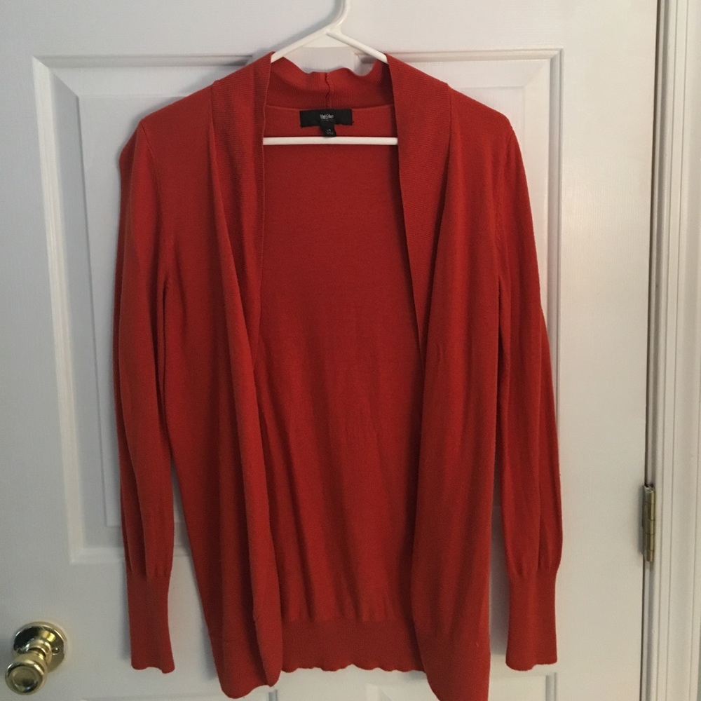 Dark orange open front cardigan