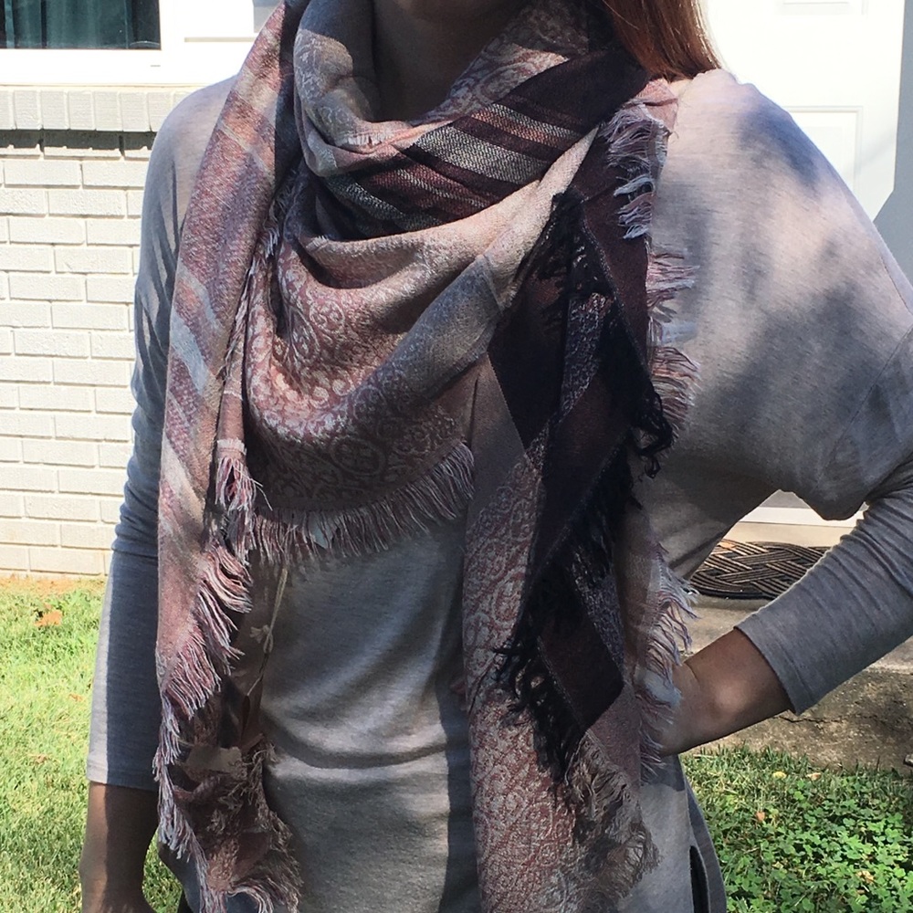 Pink Plaid Blanket Scarf