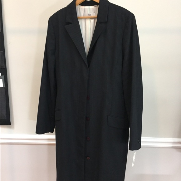 City DKNY Jackets & Blazers - City DKNY Long-Line, Pin-Striped Blazer