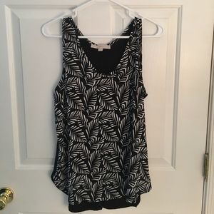 Sleeveless black & white top with solid black back