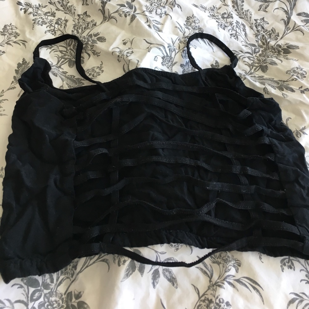 Brandy melville one size caged back bralette black