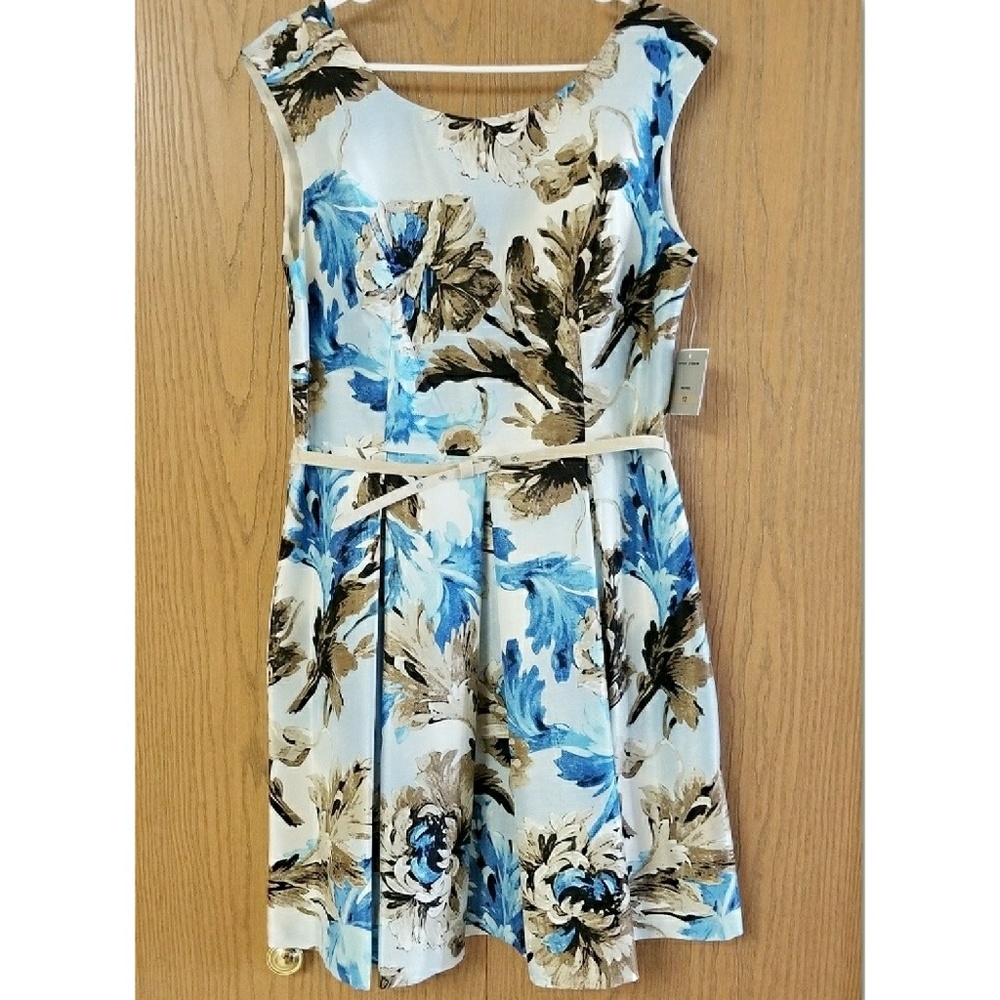 DANNY and NICOLE Belted Floral Fit & Flare Dress