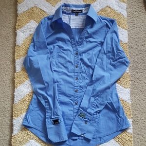 Blue long sleeve button down shirt from Express.