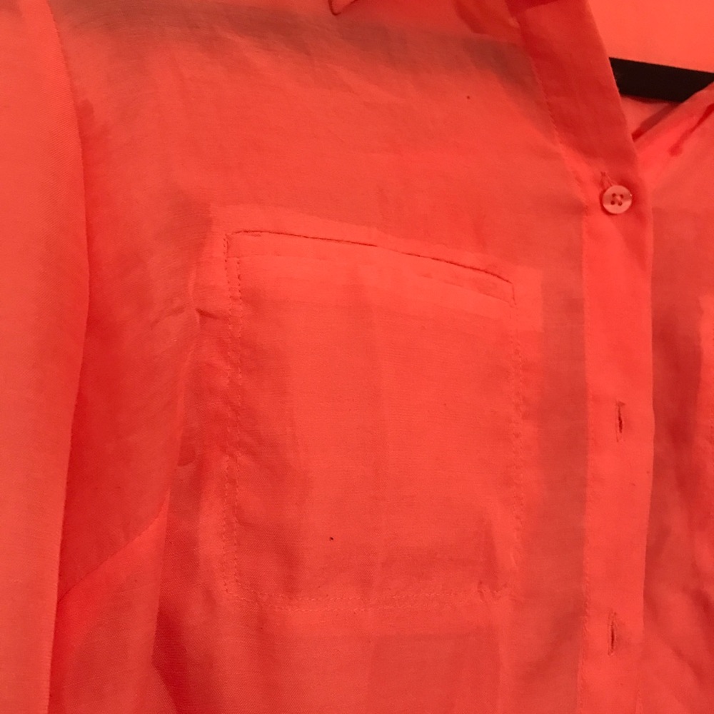 Loft Bright Orange Button Down Blouse - image 2