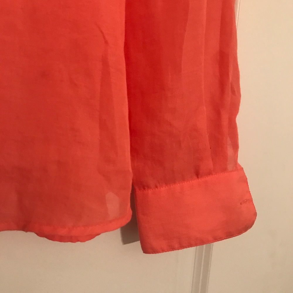 Loft Bright Orange Button Down Blouse - image 4