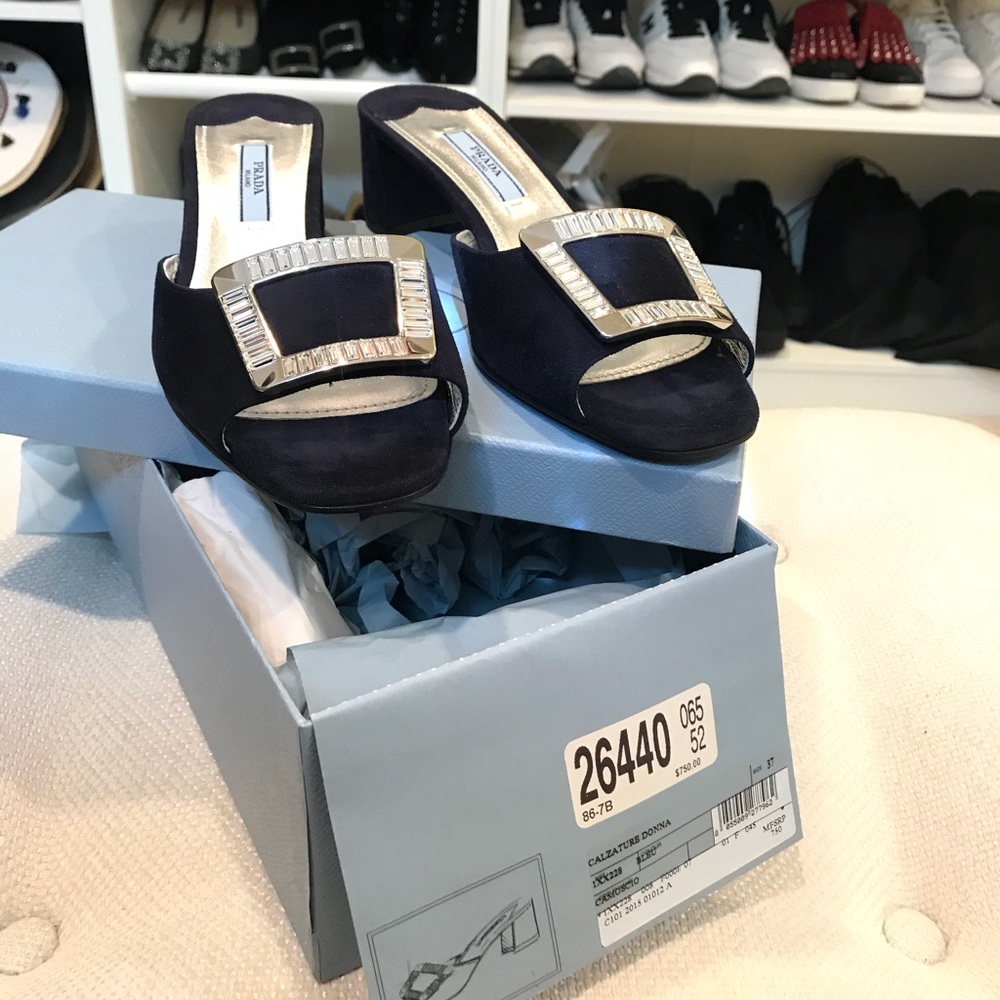 Authentic Brand New Prada Leather Blue Sandal