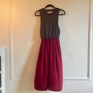 Ann Taylor Loft Knit & Satin Midi Dress Size Small