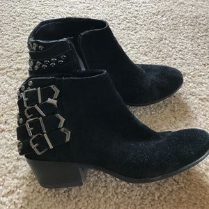 Sam Edelman black booties with buckle details