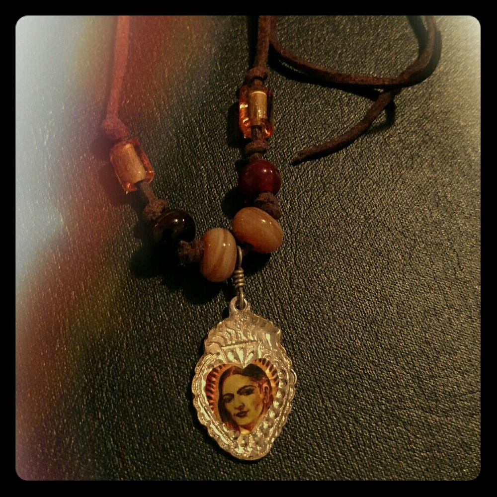 Authentic Mexican Painter 'Frida Kahlo' Necklace!