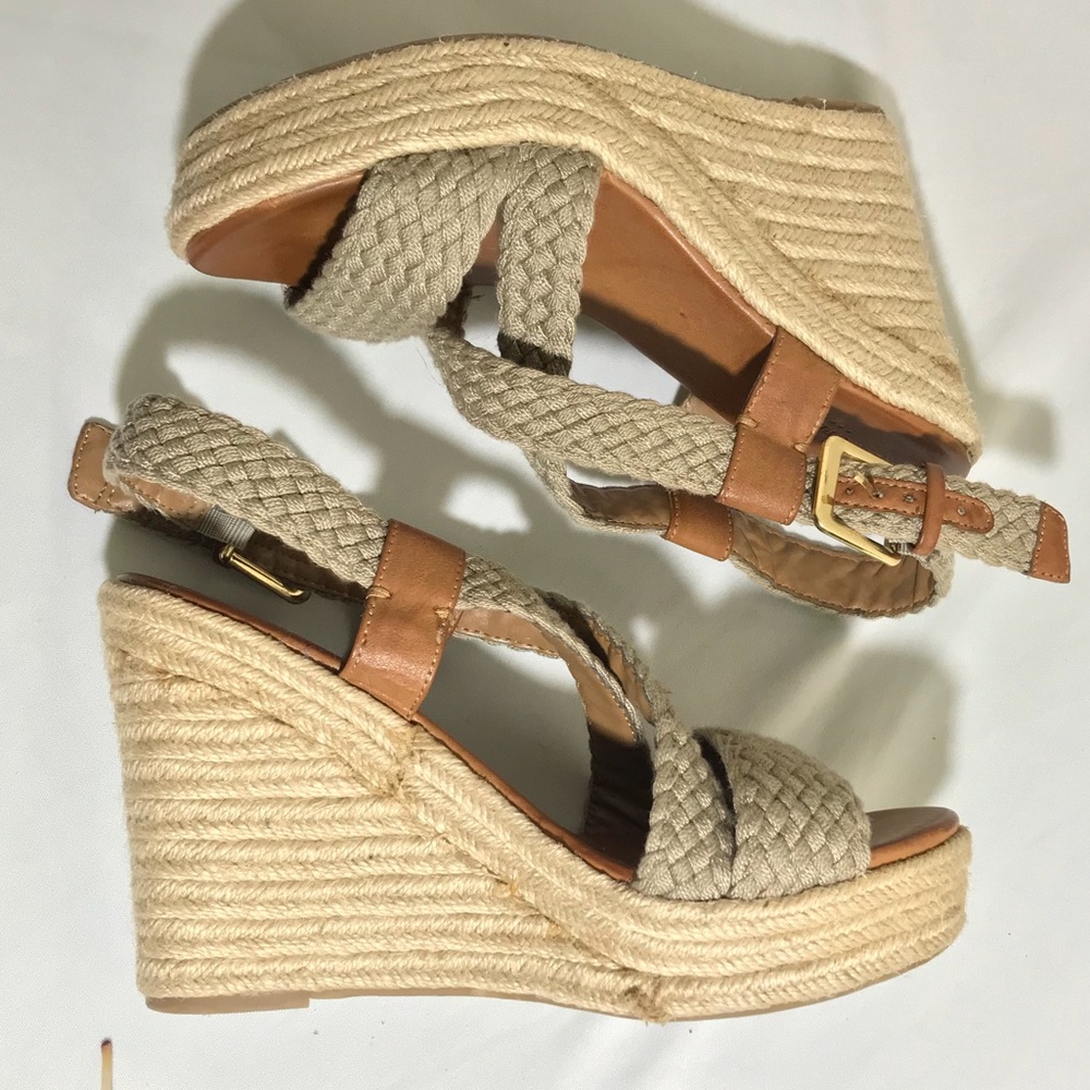 Taupe Banana republic cross strap wedges