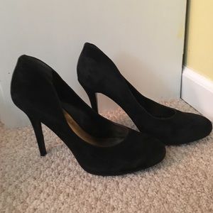 Black suede pumps